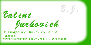 balint jurkovich business card
